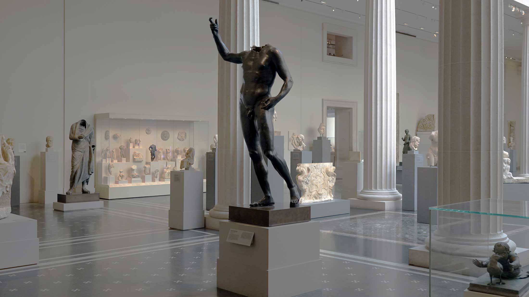 Statue of male figure in museum