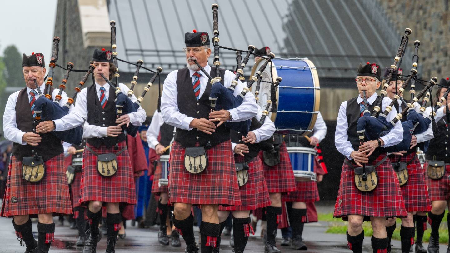 Bagpipers at Commencement 2025