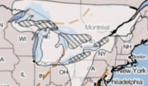 Weather forecast for December 24, 2022 for Great Lakes area, courtesy of National Weather Service.