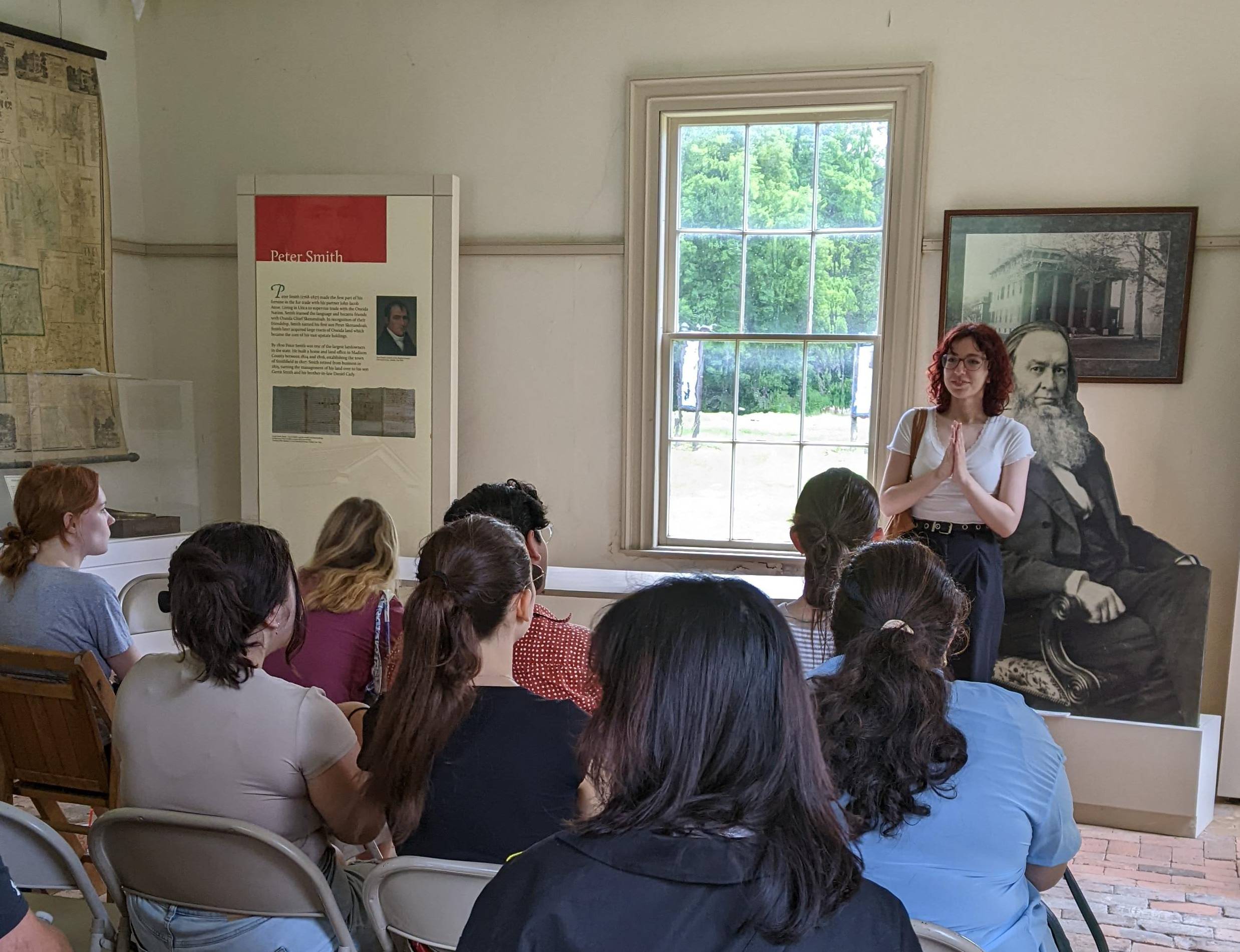 Rory Gold Wienk gives a presentation to students at the Gerrit Smith Estate