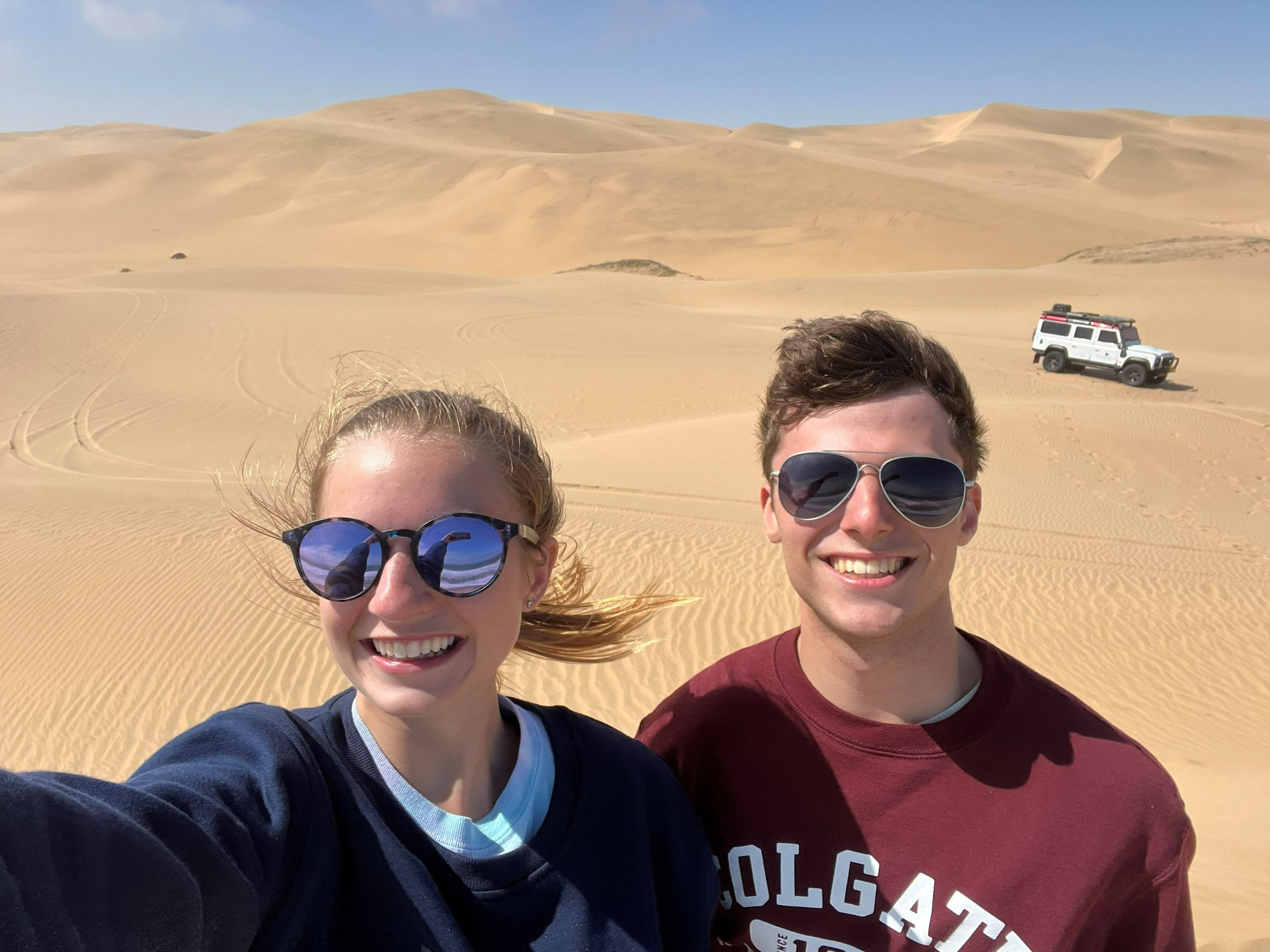 Emily Balog ’24 with Joseph Berberich ’24 in Namibia.