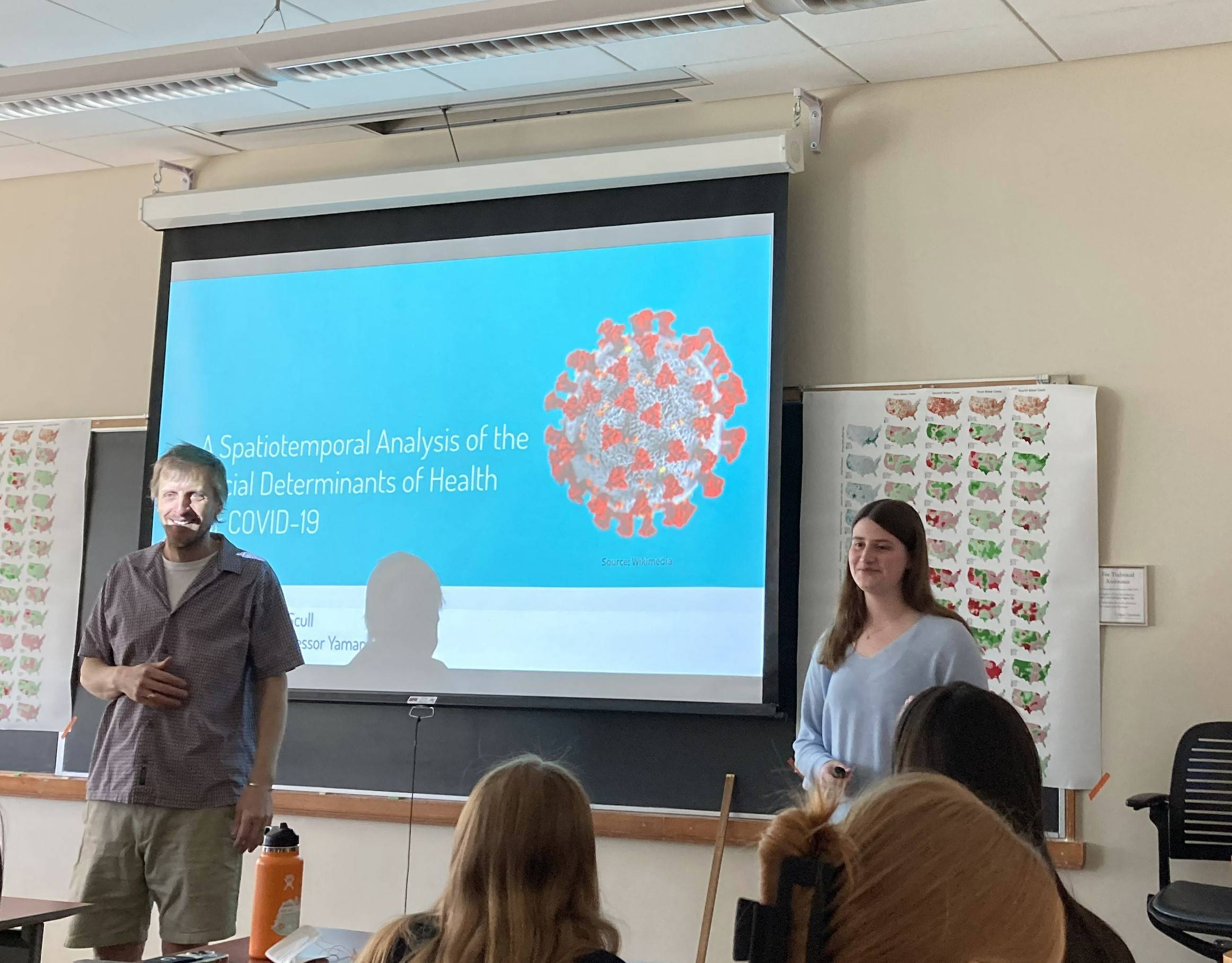 Professor Peter Scull introducing Claire Bonzani ’22 and her senior honors project.