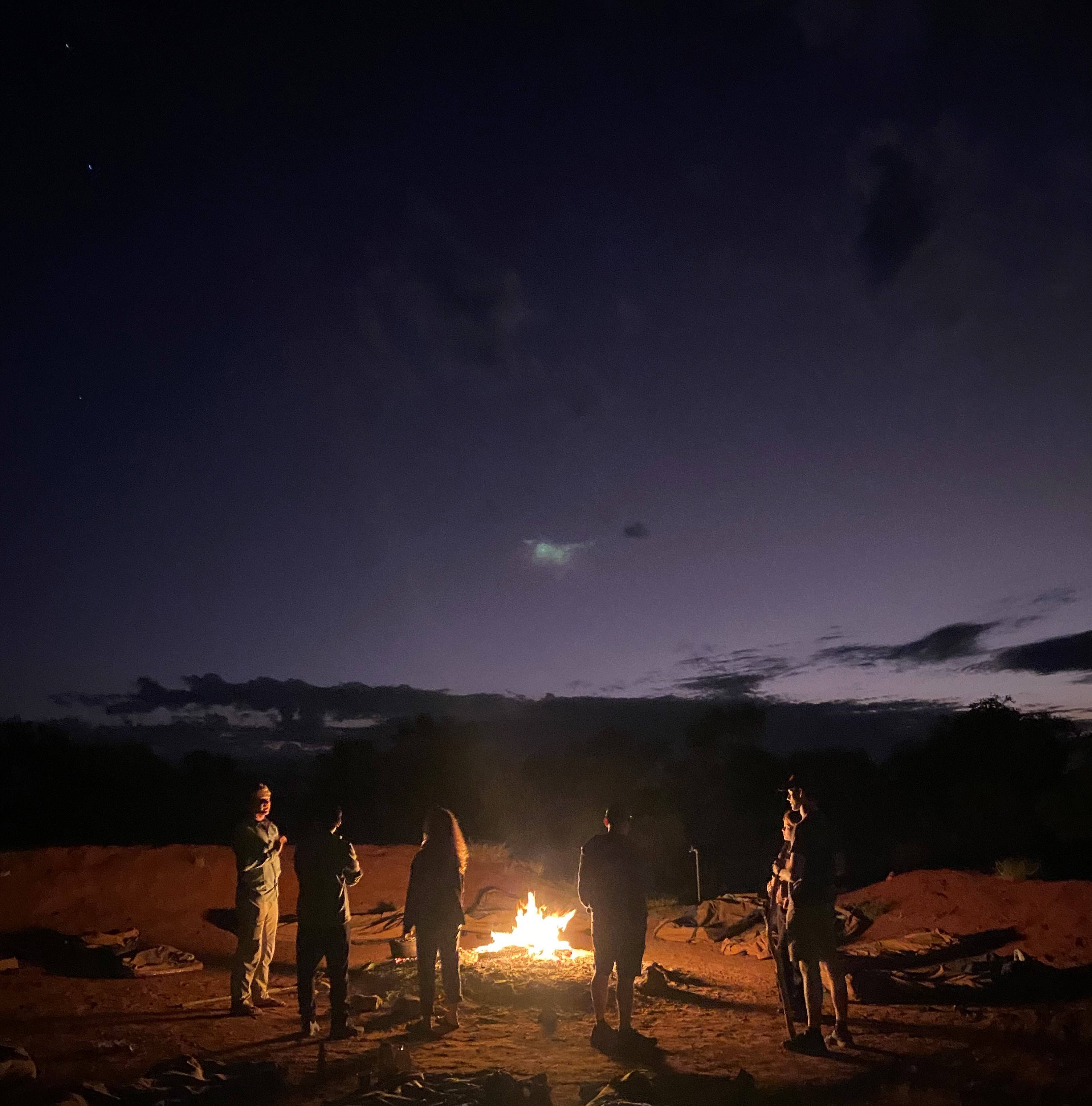 Nighttime campfire in the Australian Outback