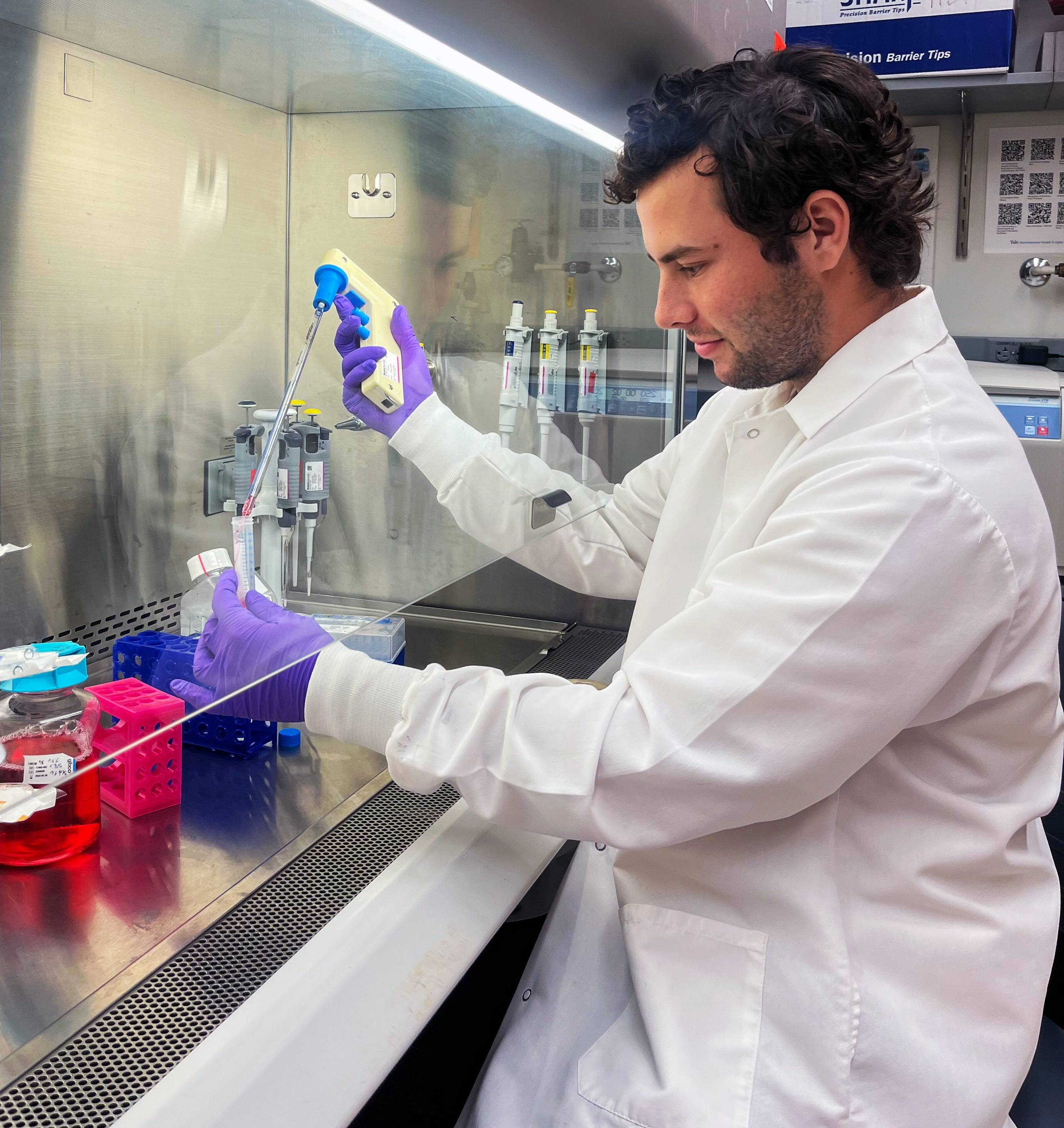 Josh Israel working in the lab