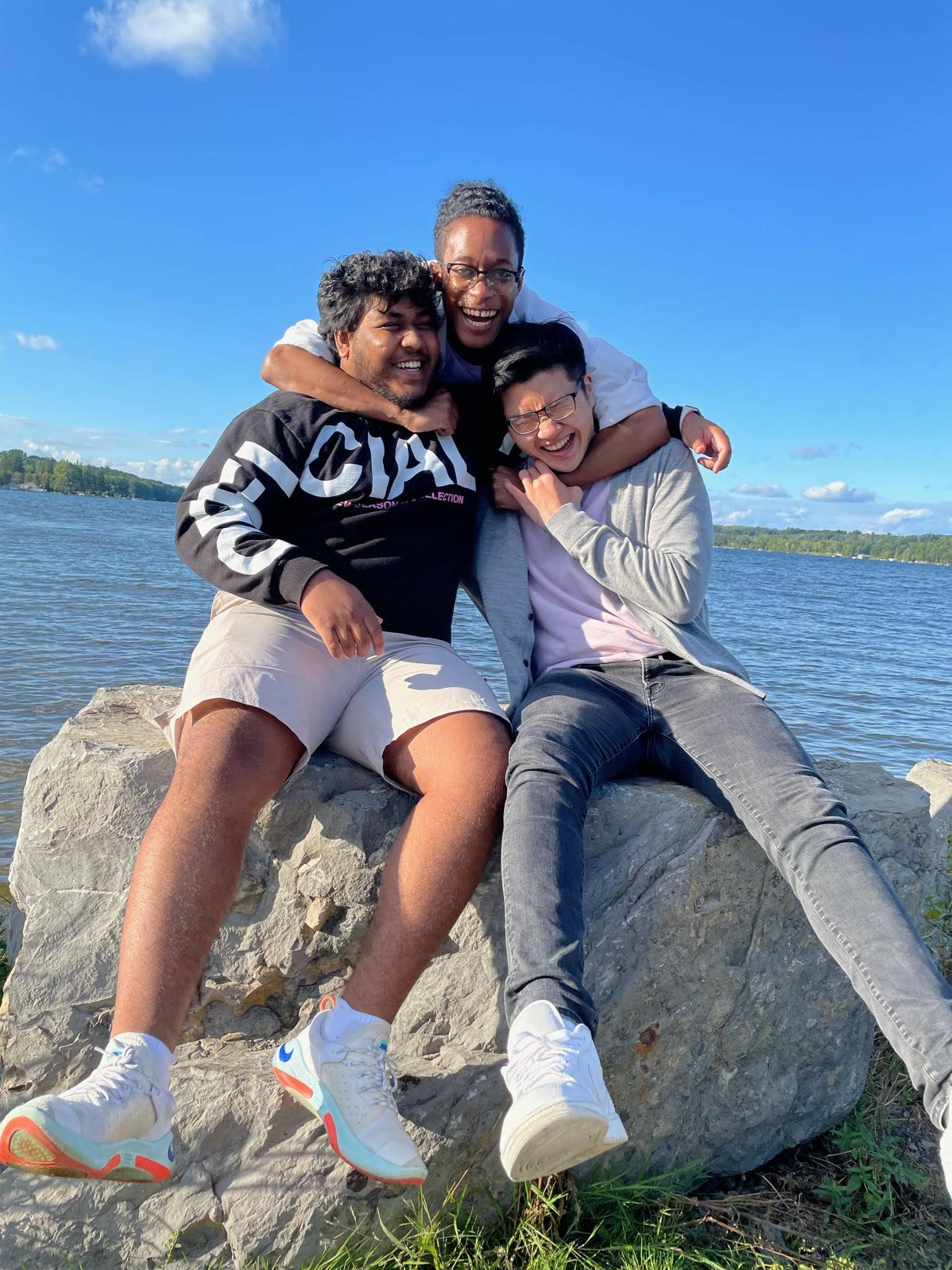 An image of Labib with his friends outside at a local park.