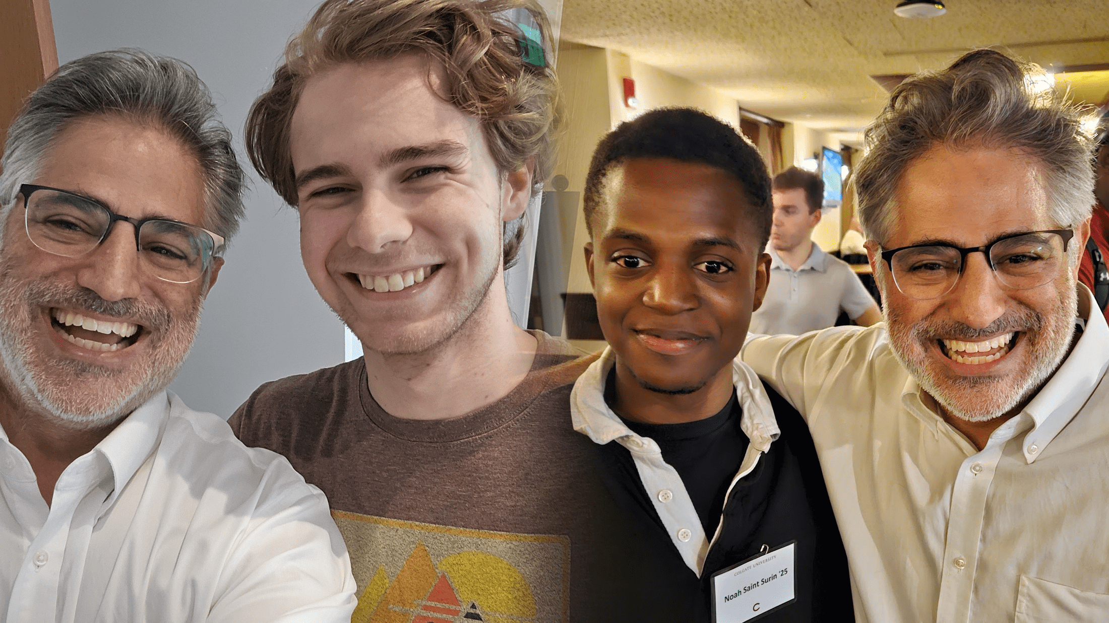 Side by side photos of alum Ken Carter '92 with Mark Attar ’25 and Noah Saint Surin ’25