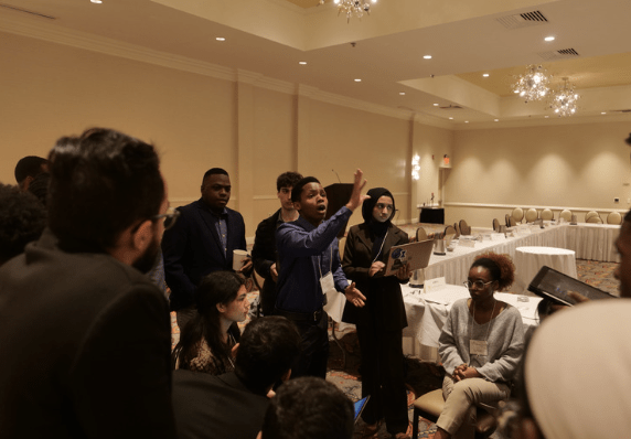 A student at Model African Union debates