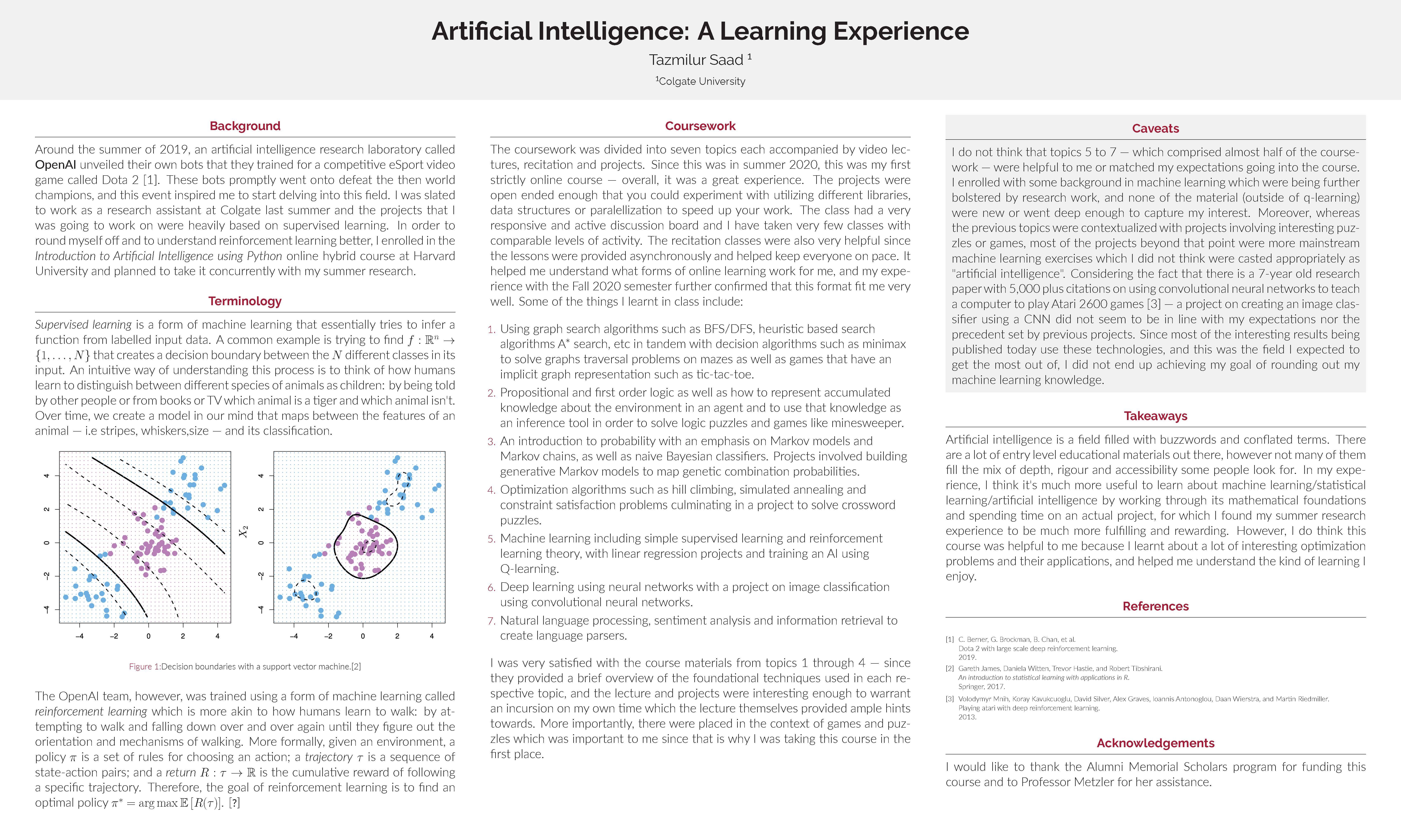 Tazmilur Saad '22: Artificial Intelligence - A Learning Experience