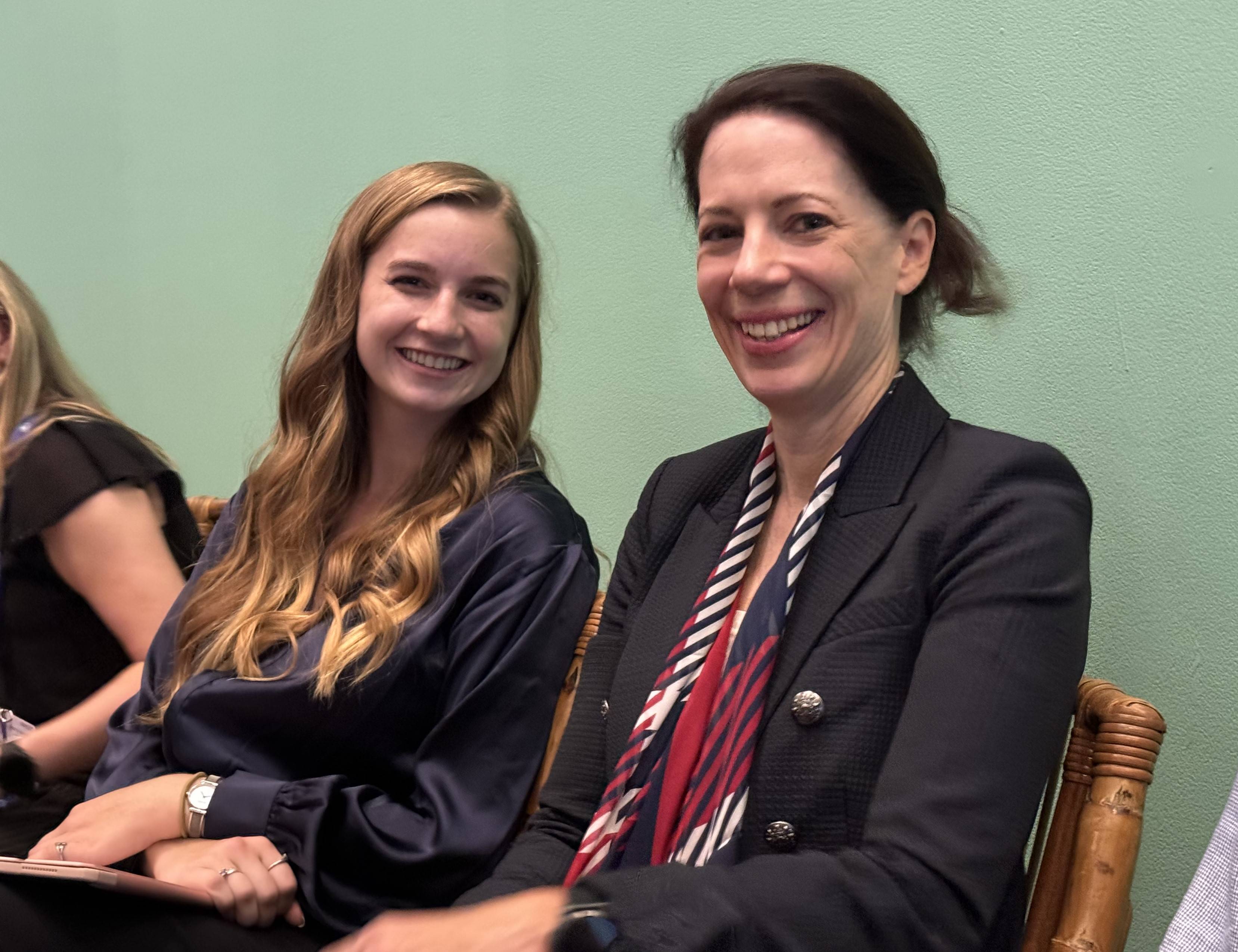 l-r: Emily Balog'24 with US Consul General to Dubai, Meghan Gregonis, at a roundtable discussion at COP28