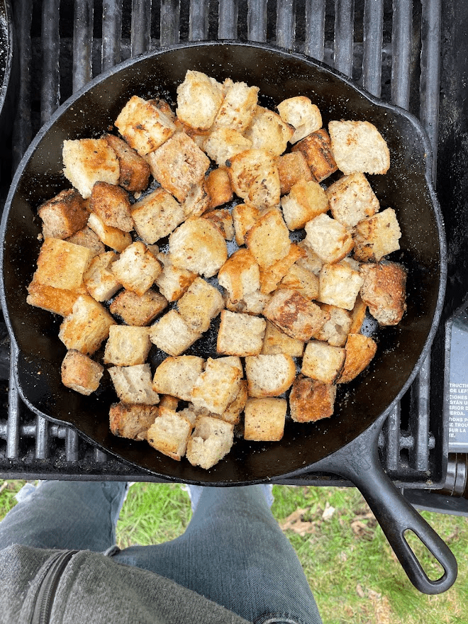 Crouton prep for Spring 2023 Geography Picnic