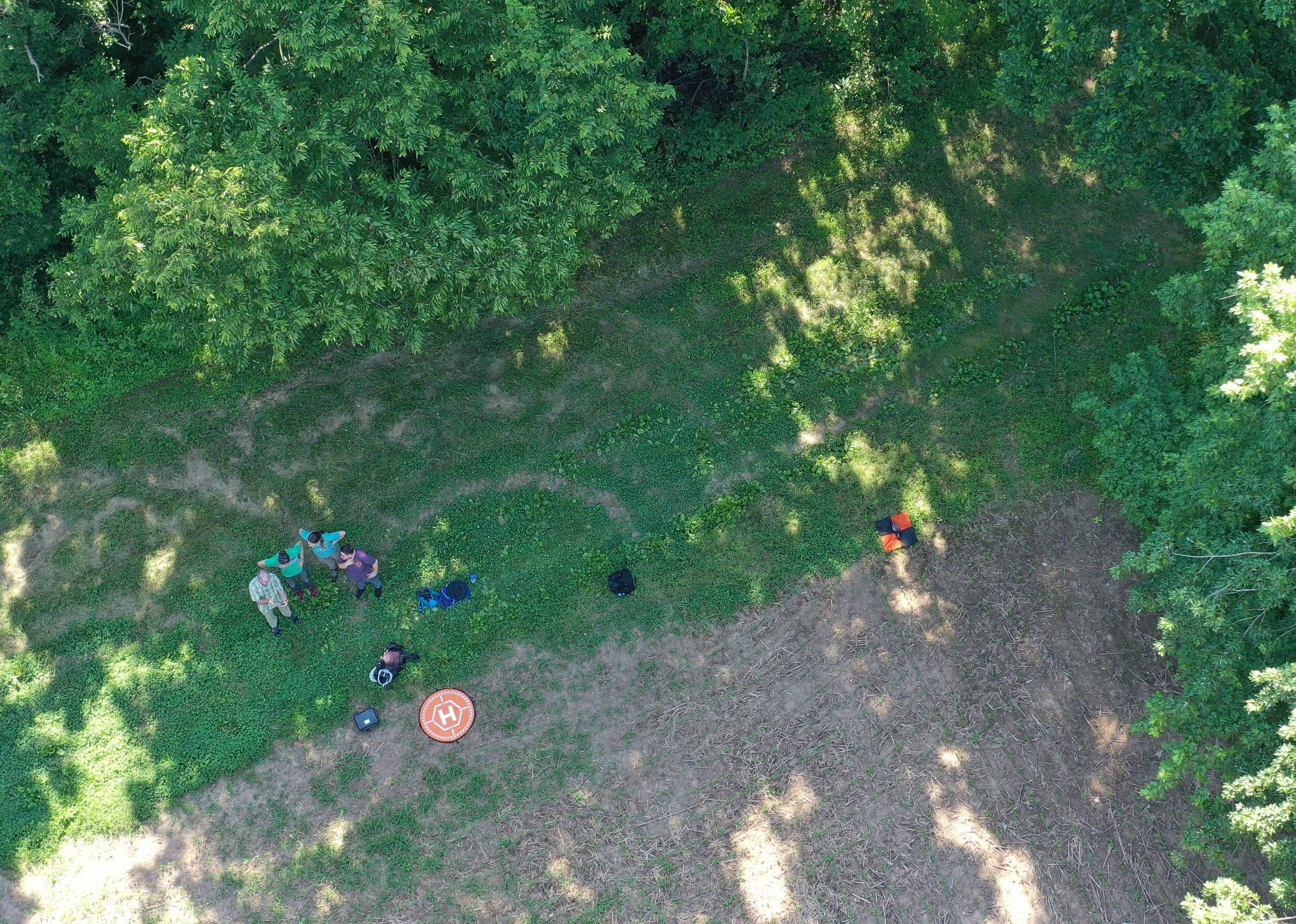 Jasmin Lopez ’23 and friends, as viewed from a drone.