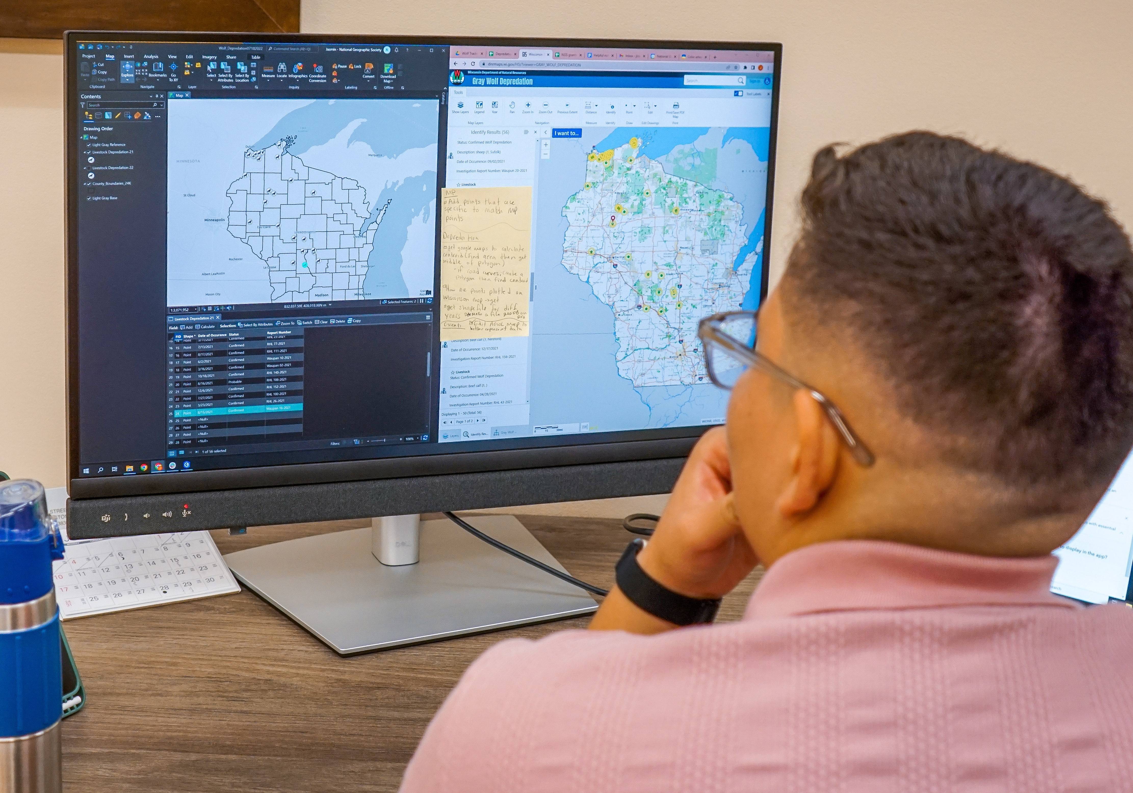 Jasmin Lopez ’23 considers a map while on a National Geographic Society internship.