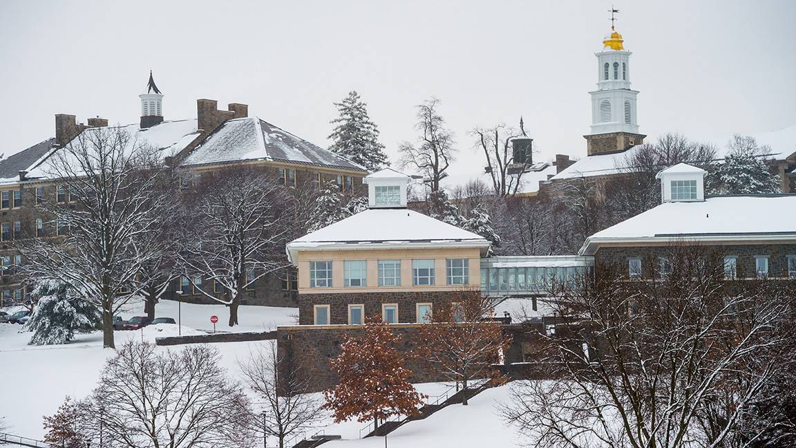 Winter landscape of Colgate campus