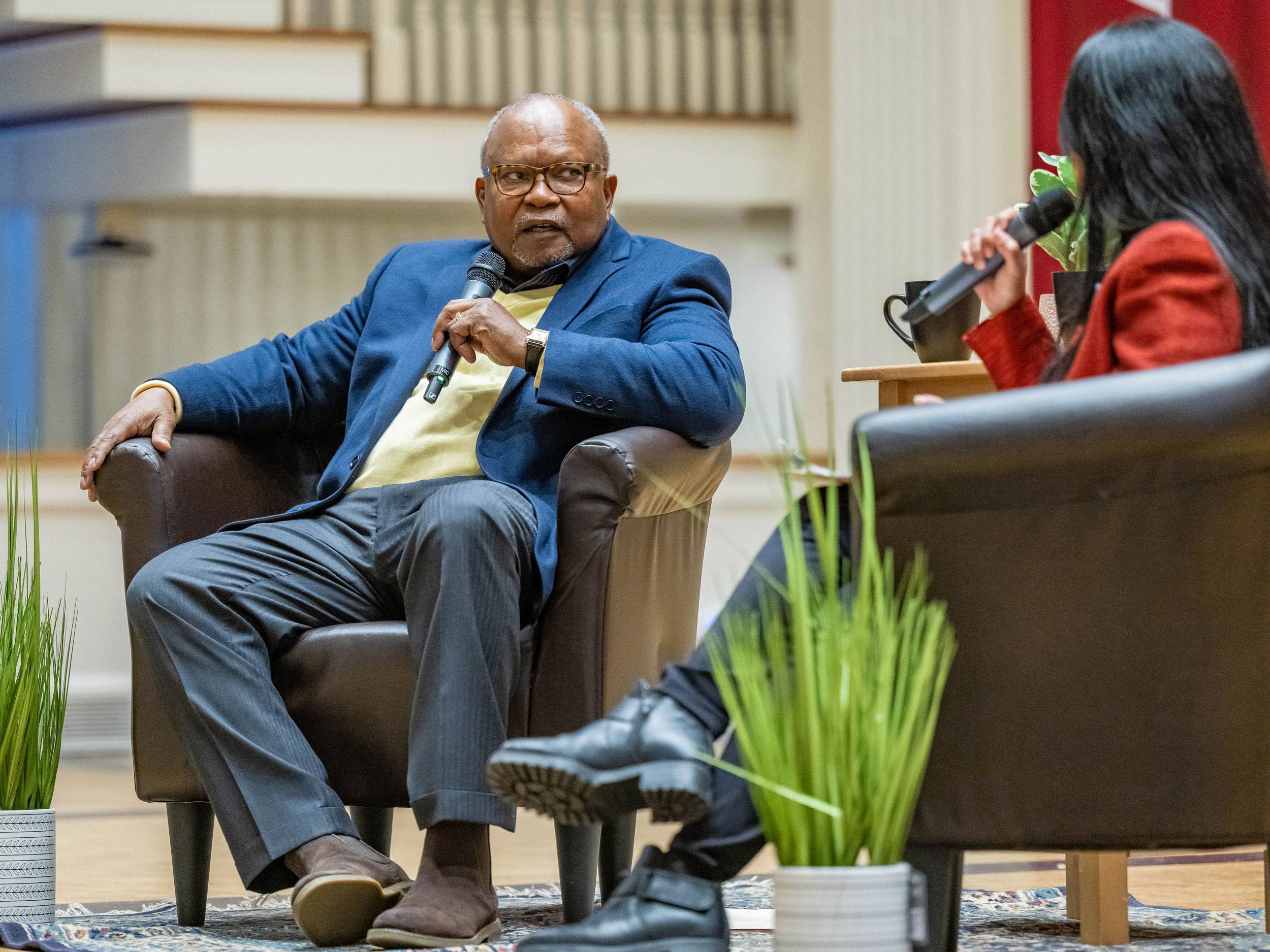 Bishop Edwin C. Bass ’71 on stage in Memorial Chapel