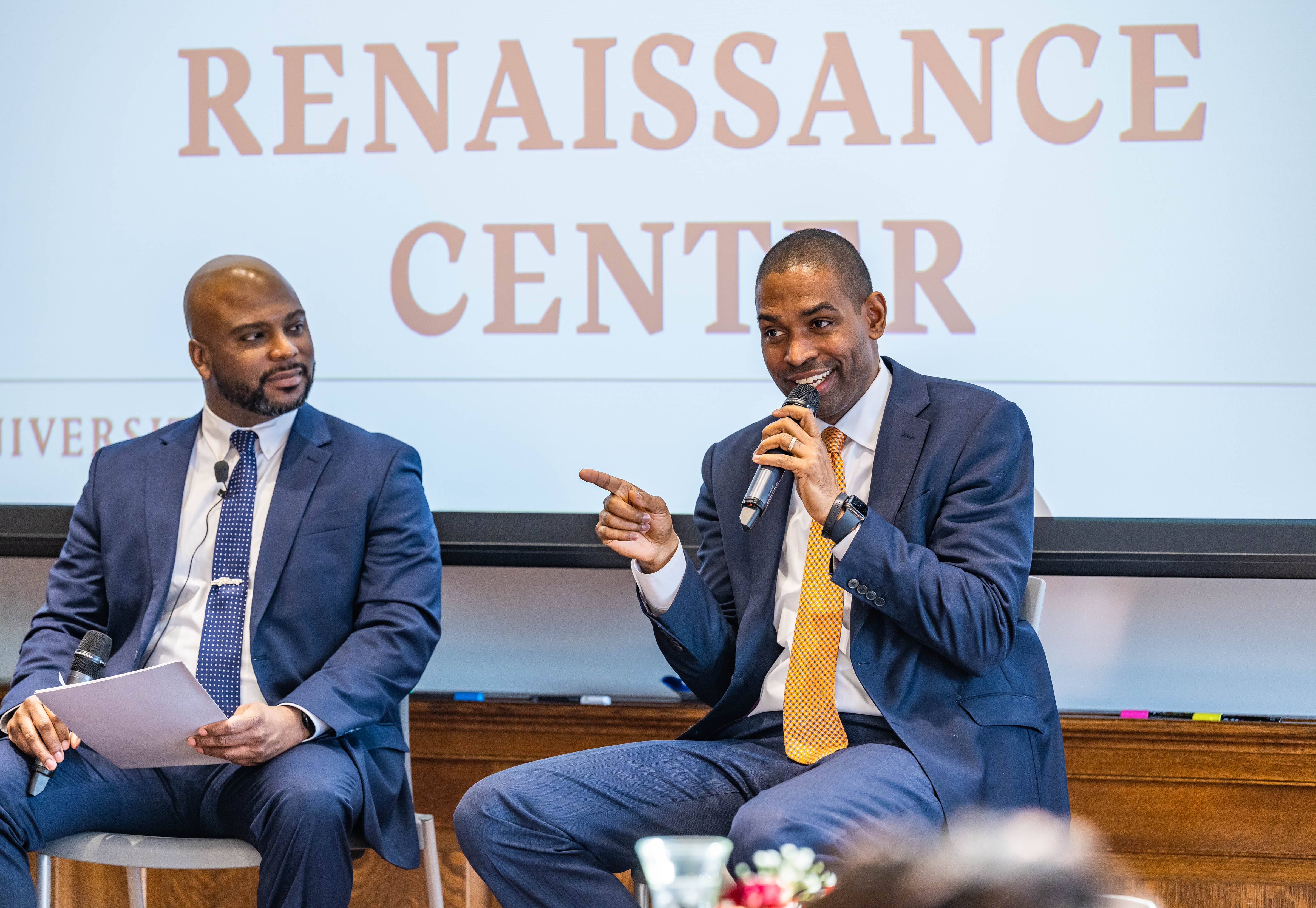 Dean of Students Dorsey Spencer and Lt. Gov. Antonio Delgado '99