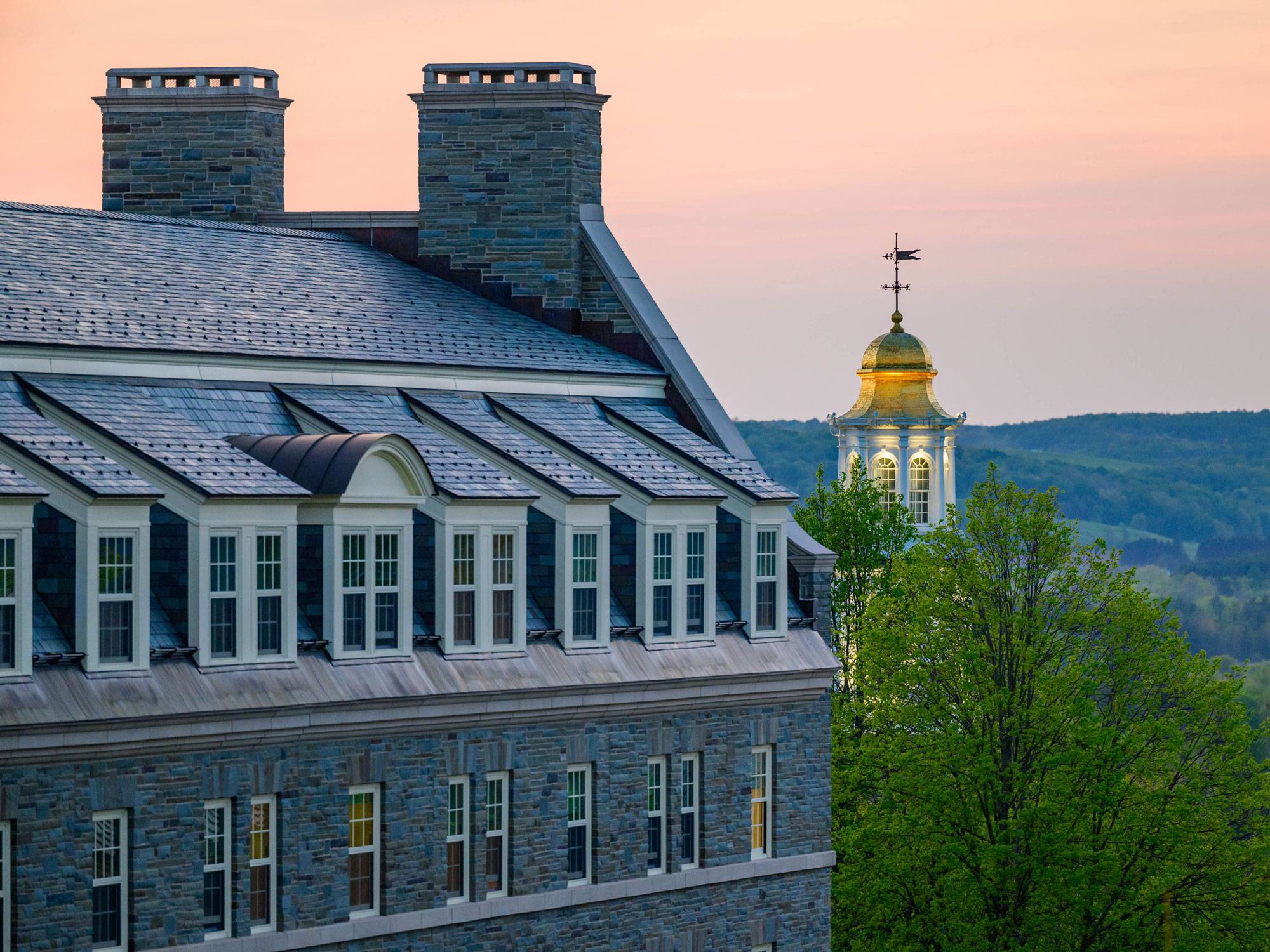 chapel spire at sunset