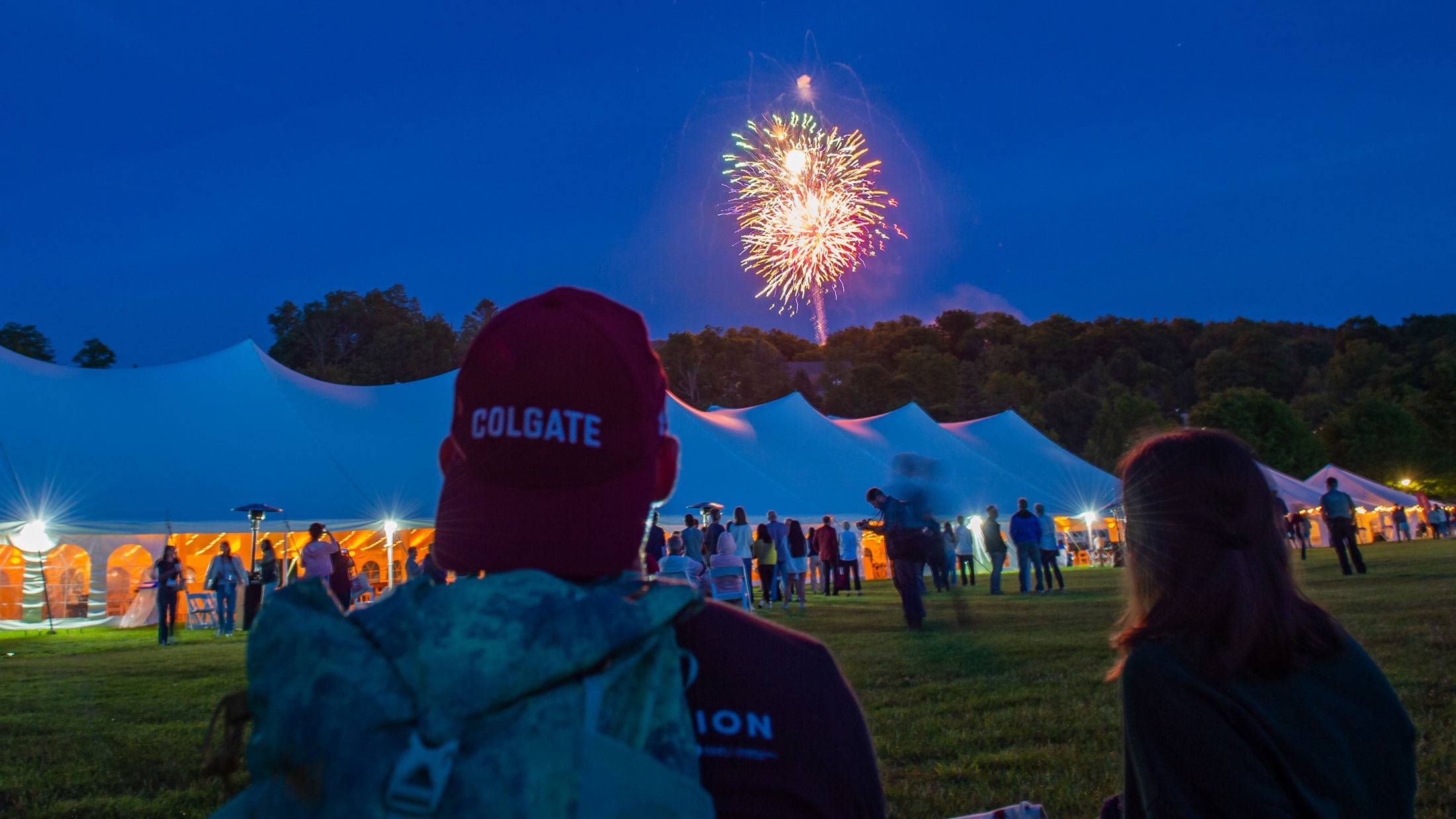 Alumni watch fireworks over reunion tents