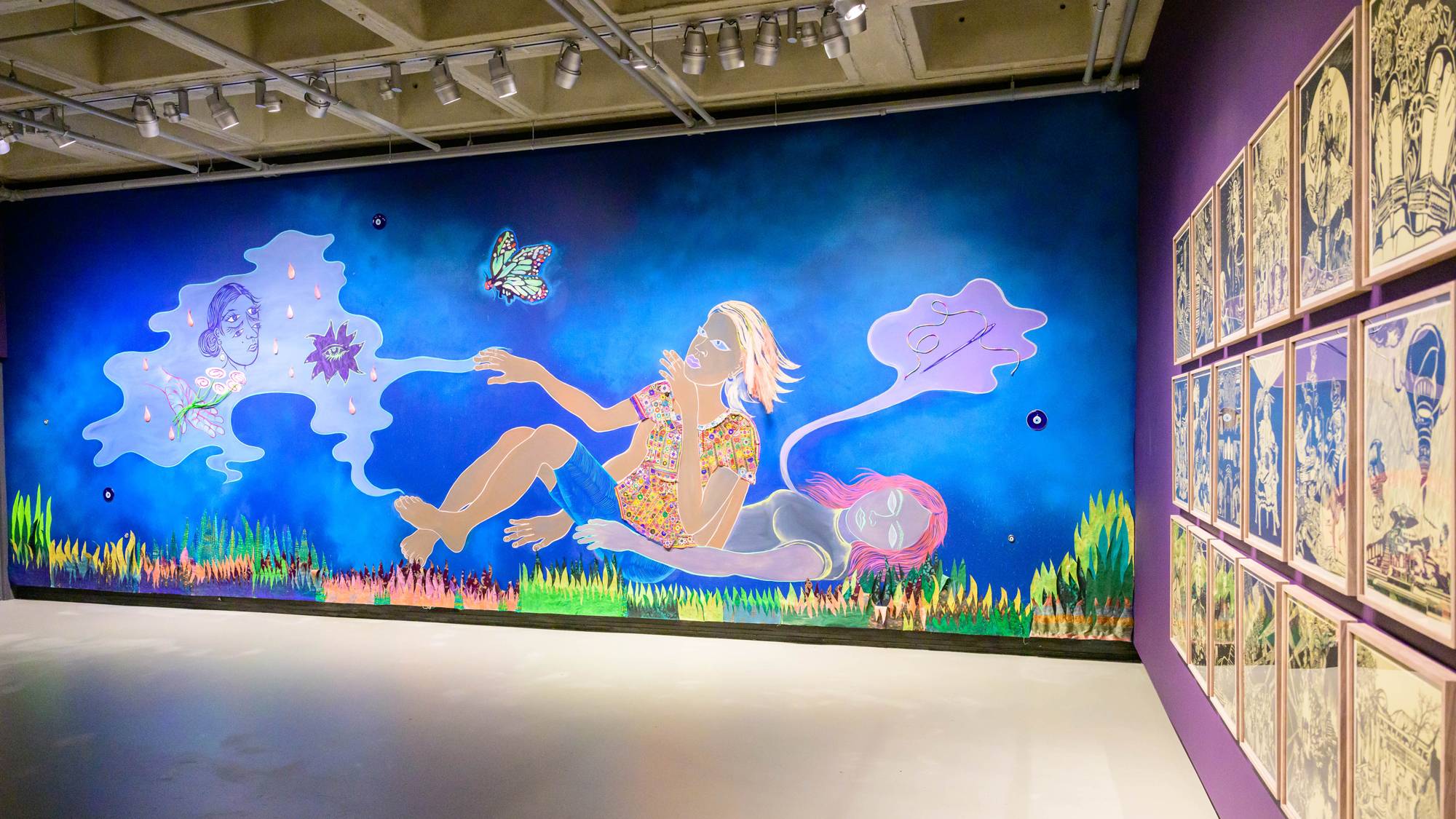 Wall-sized mural by Chitra Ganesh 