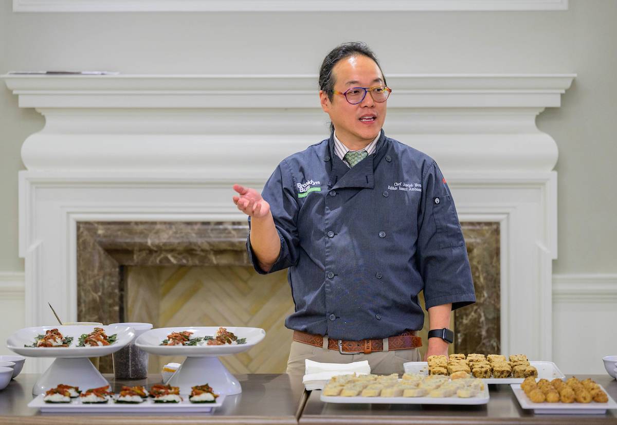 Chef Joseph Yoon with an array of buggified treats