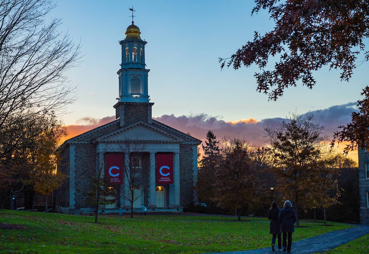 Sunset behind Colgate Memorial Chapel 