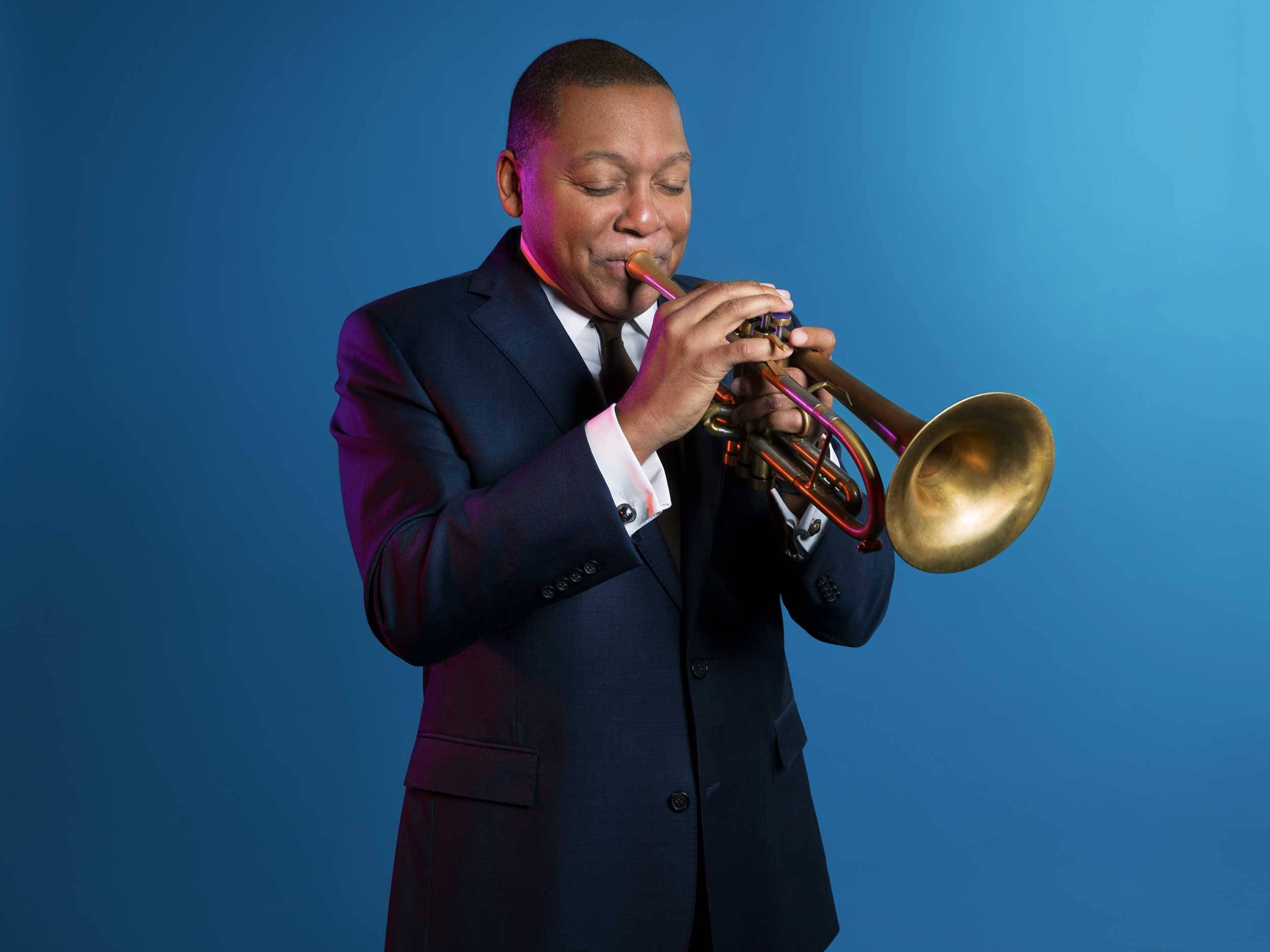 Wynton Marsalis plays trumpet