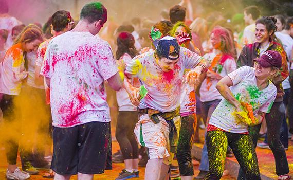 Colgate students celebrate Holi, the Hindu festival of colors on April 5, 2014