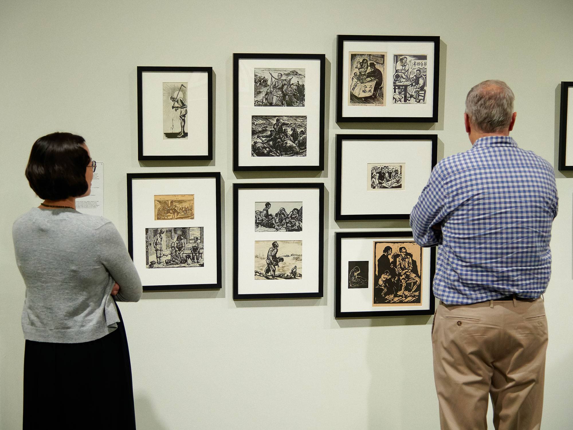 People looking at art