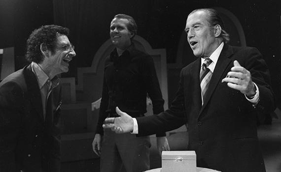 Robert Arthur and Ed Sullivan laugh