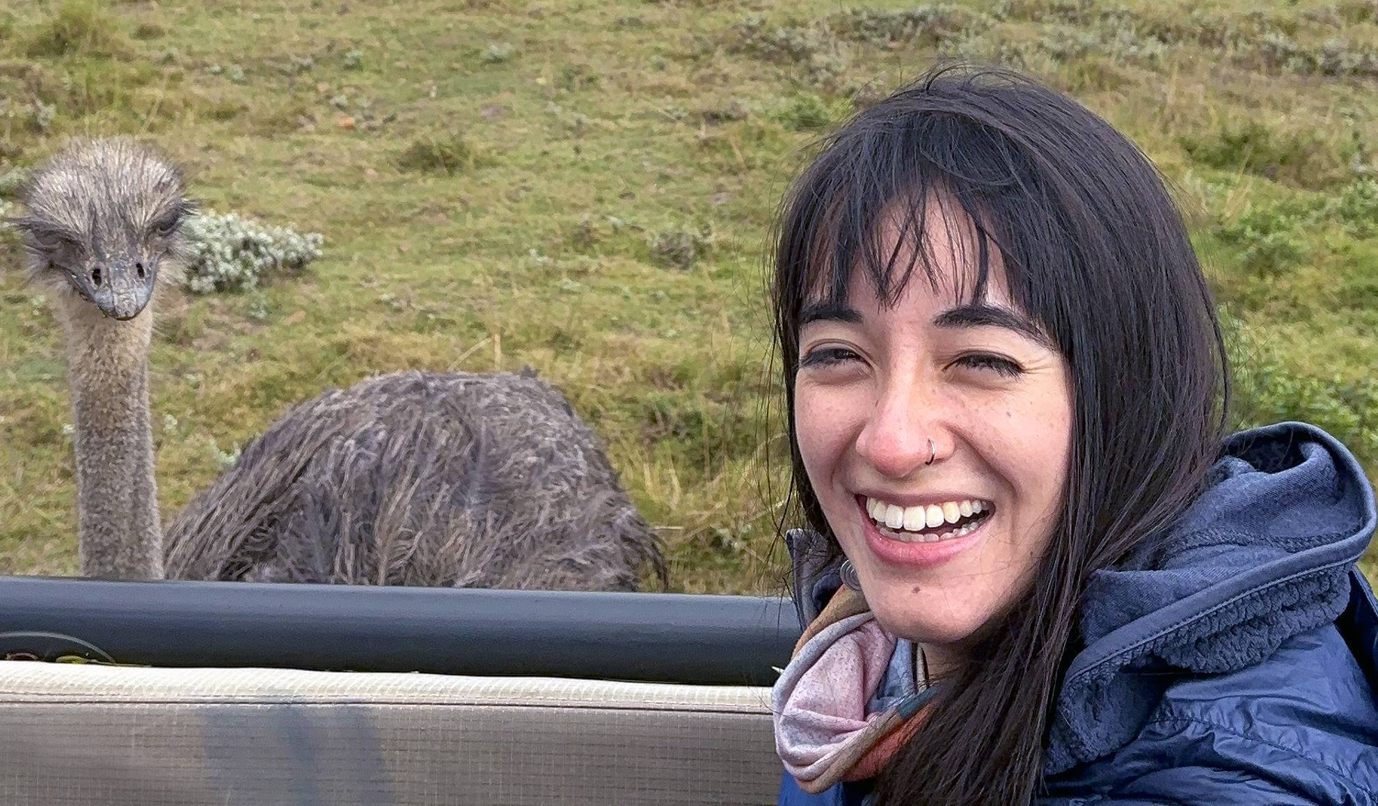 Barbara Gonzalez Fuentes ’25 with a wild bird