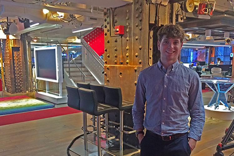 Benji Geisler '18 at NBC News Group headquarters in New York City.