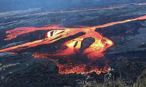 Magma flowing from Sierra Negra post-eruption