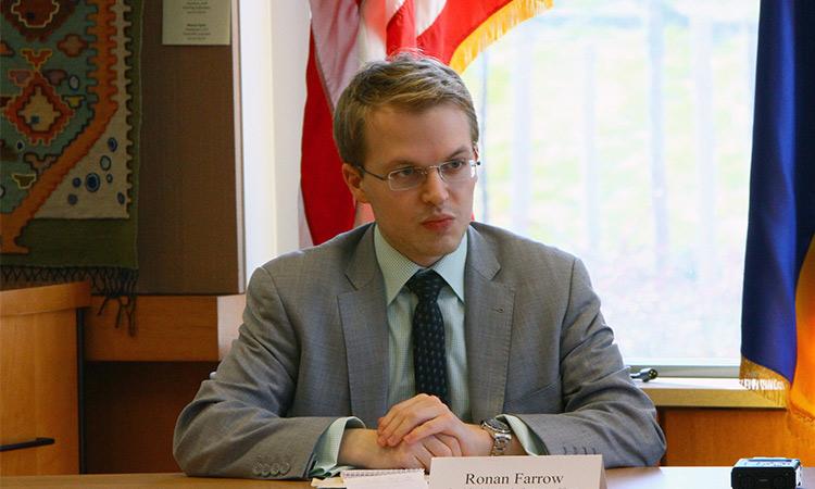 File image of Ronan Farrow sitting at a desk.