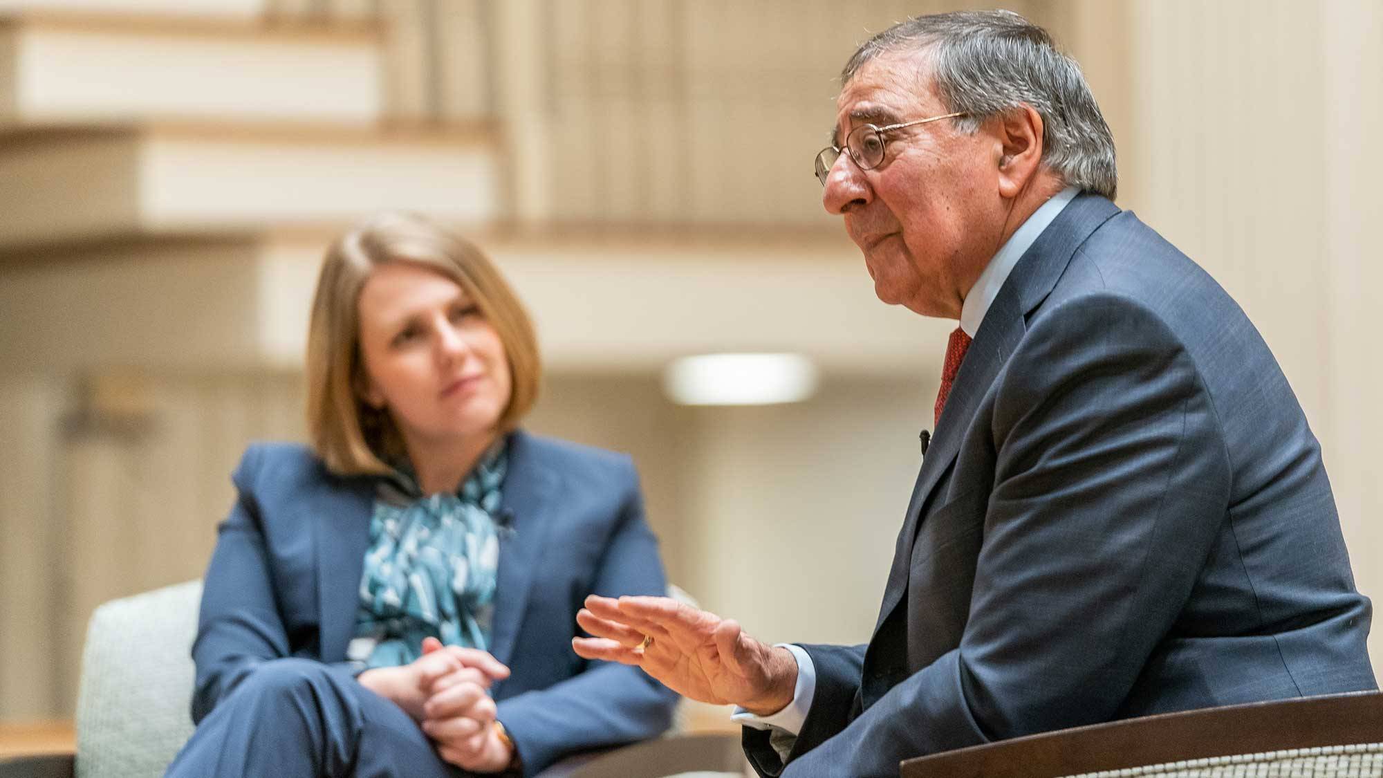 Leon Panetta speaks onstage