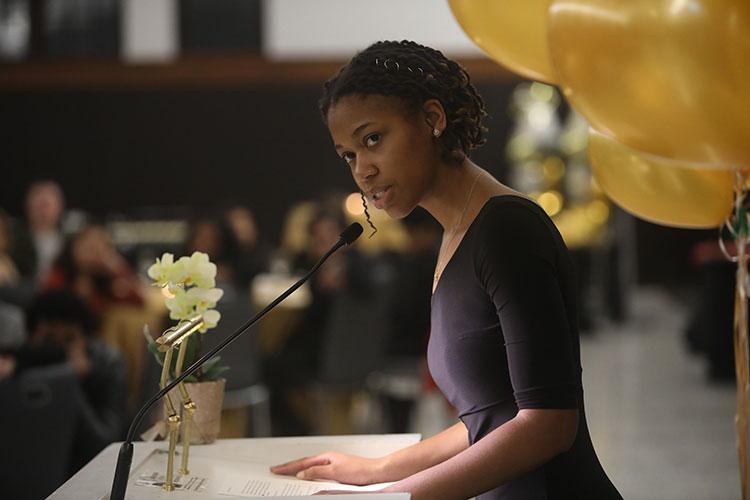 Student Jehdeiah Mixon at the Office of Undergraduate Scholars gala