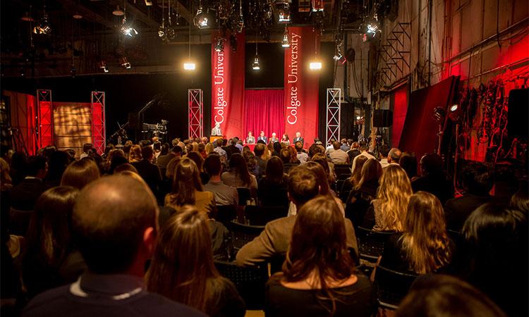 A large crowd is gathered for the launch of a new professional network in New York City.