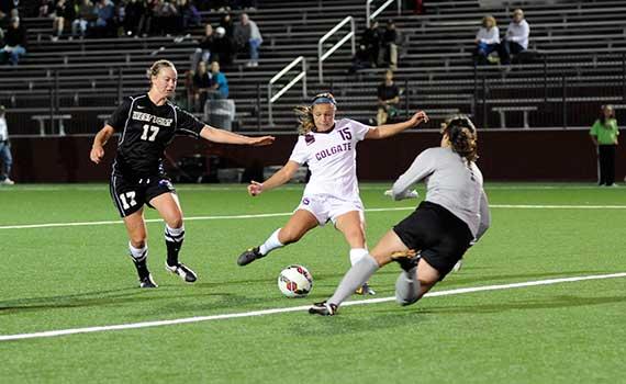 Lexi Panepinto ’16 kicking the soccer ball in a game vs. West Point