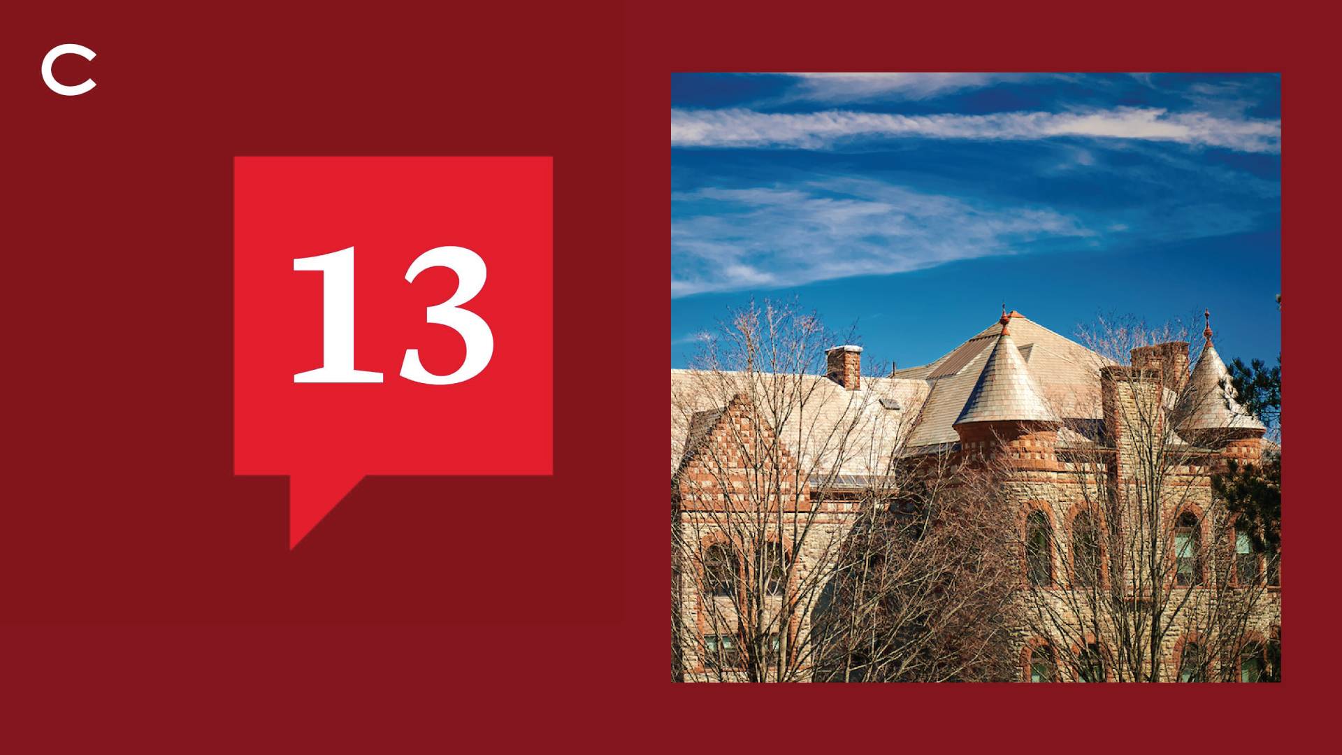 13 icon and photo of James B. Colgate Hall