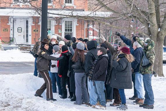 Extras on the set of the Pottersville movie