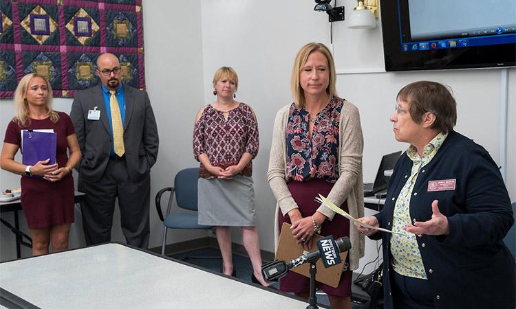 "Doc" Miller and Dawn LaFrance announce the SANE nurse initiative at a press conference