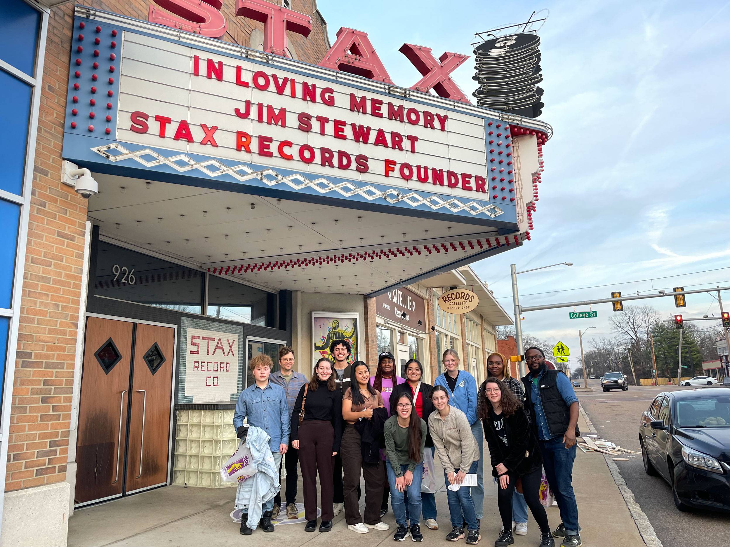 Students in front of Stax Records marquee
