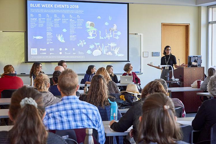 speaker at a sustainability conference session
