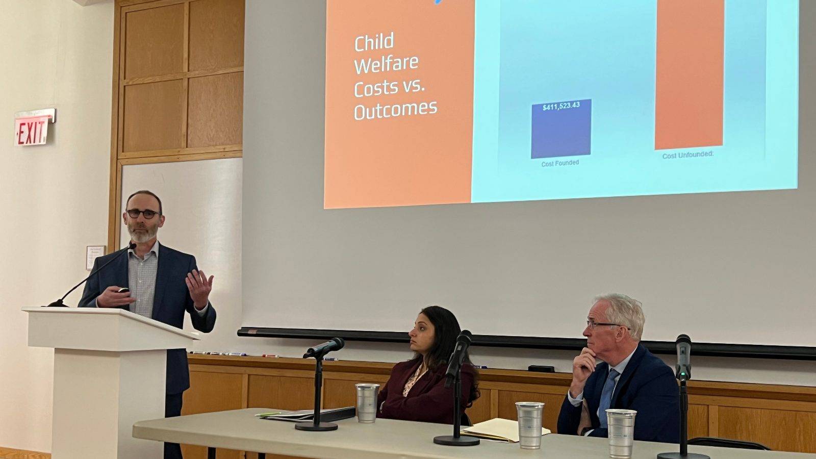 Daniel Auwarter, social services commissioner for Chenango County, speaks during a panel discussion April 22, 2025, with Rajni Chawla, executive deputy commissioner of the Office of Temporary and Disability Assistance (OTDA), and Paul Brady, executive director of New York Public Welfare Association (NYPWA) highlighting Local, State and Regional Perspectives on Poverty, By America.