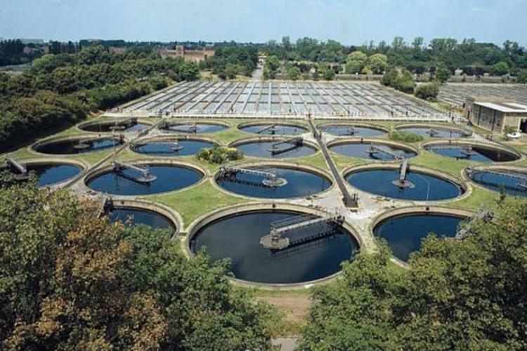 A wastewater treatment plant.