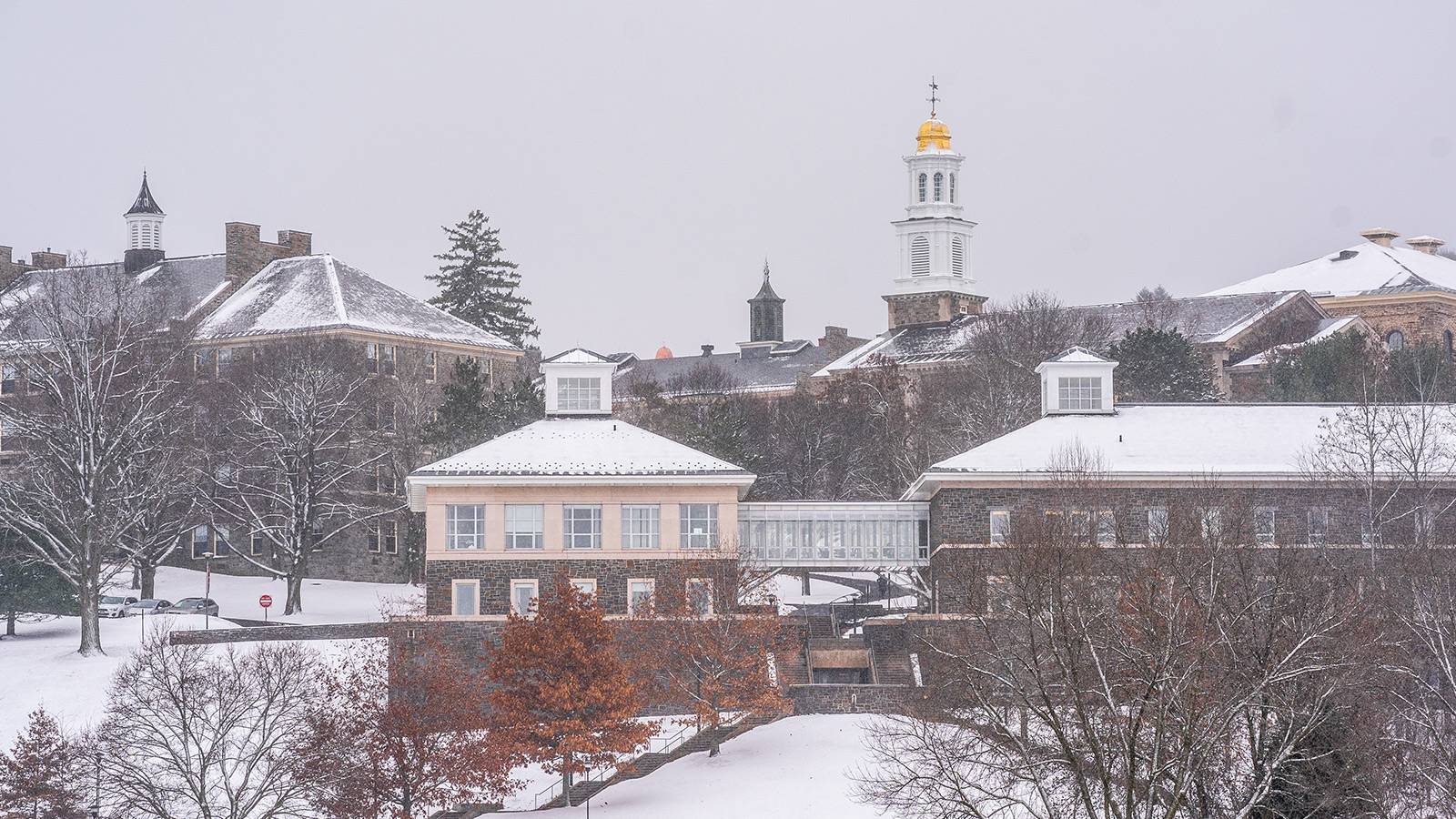 Colgate's campus in winter.