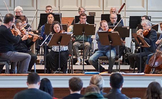 Orpheus Chamber Orchestra plays onstage in the Colgate Memorial Chapel